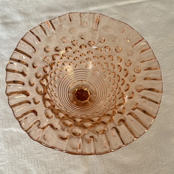 Vintage Pink Depression Glass Hobnail Compote Candy Dish - Picture 2 of 8